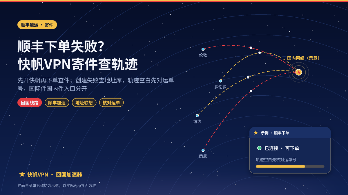 海外用快帆VPN用顺丰速运下单寄件：运单创建失败和物流轨迹空白的处理