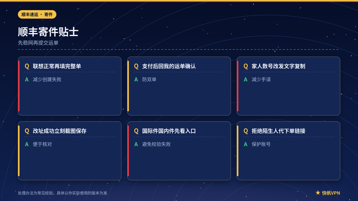 快帆VPN下顺丰寄件查件与入口区分提示